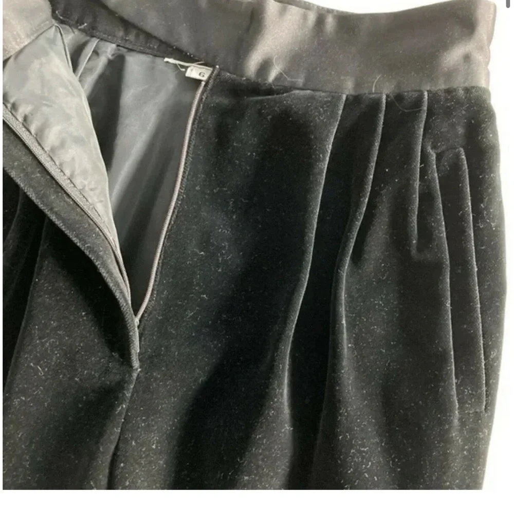 Vintage Velvet Tuxedo Satin Tie Waist High Rise Pants Size 6 - Picture 8 of 10